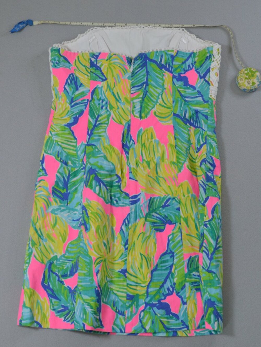 Lilly Pulitzer Brynn Strapless Lace Tropical Mini Dress Pink Size 4 - Picture 4 of 9